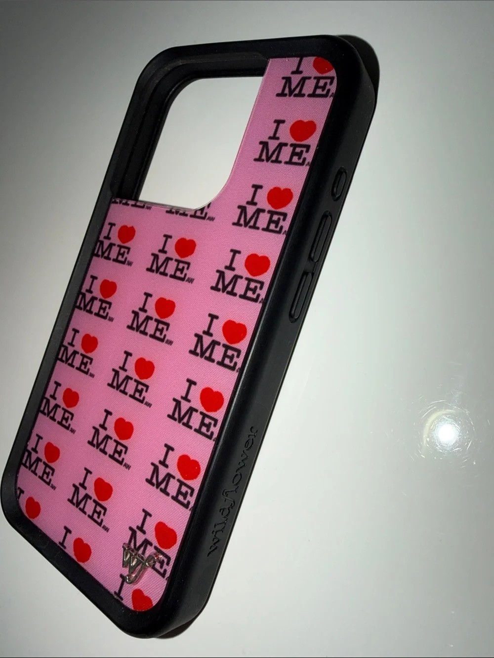 Pink I heart me iPhone 15 pro Wildflower Case